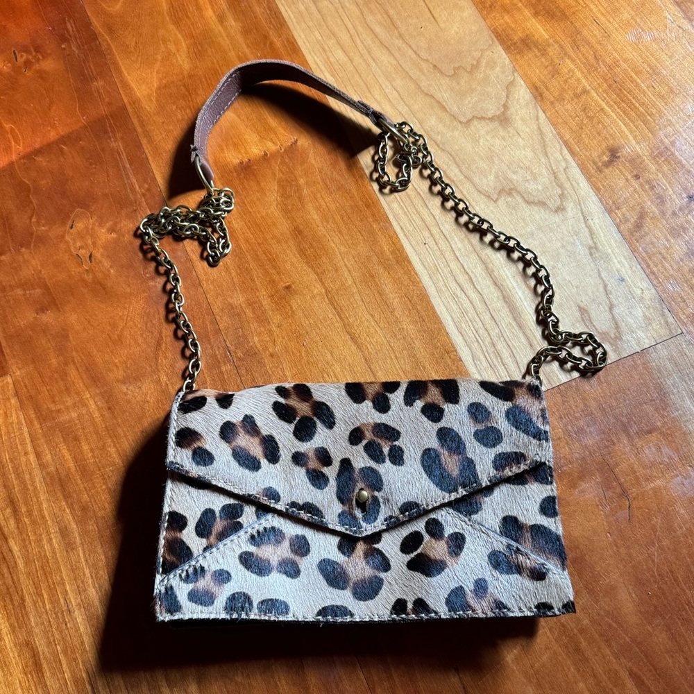 Madewell 1937 leopard print calf hair leather envelope mini crossbody